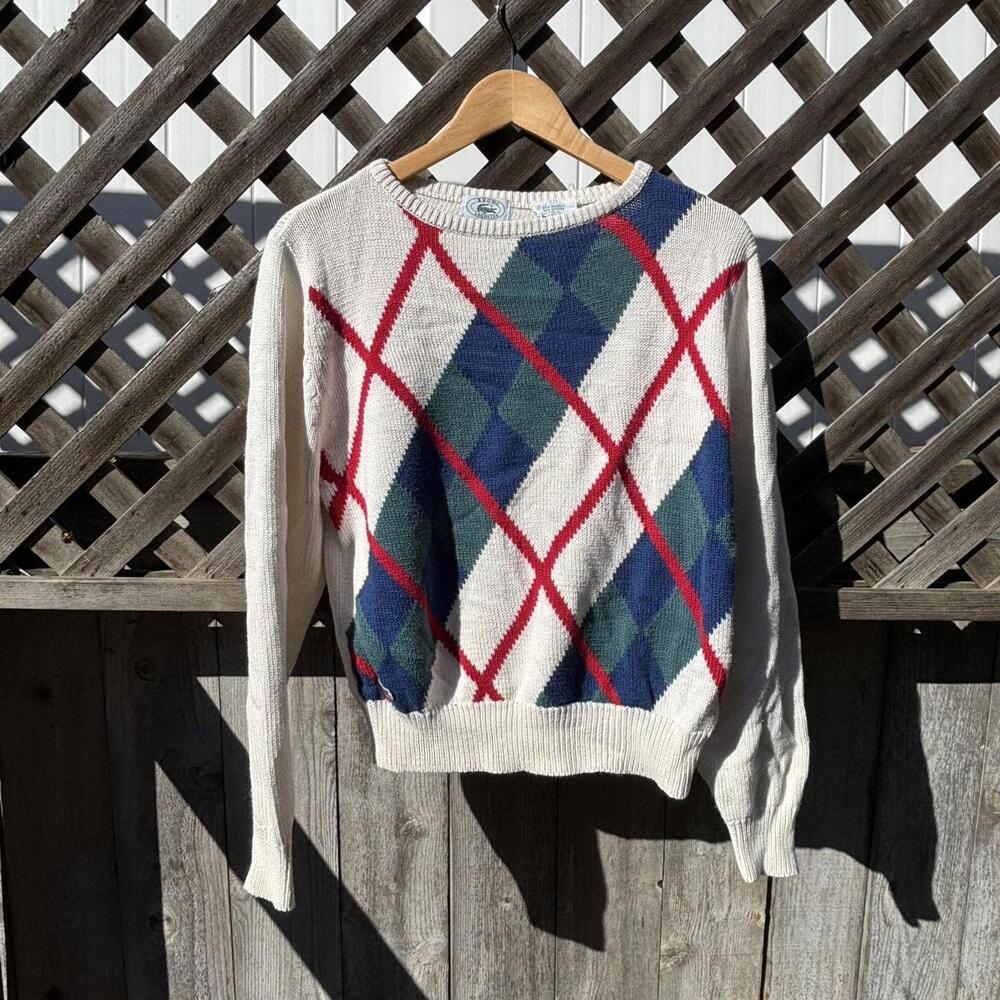 Vintage IZOD Lacoste Argyle Sweater – Made in Hong Kong – Size L
